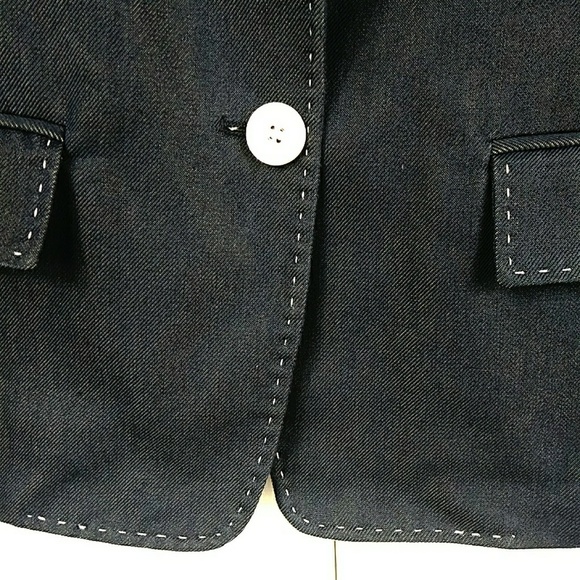 MaxMara Navy Blazer Exposed Stitching Jacket 10 Iridescent Fabric Dark Acadamia - Picture 5 of 8